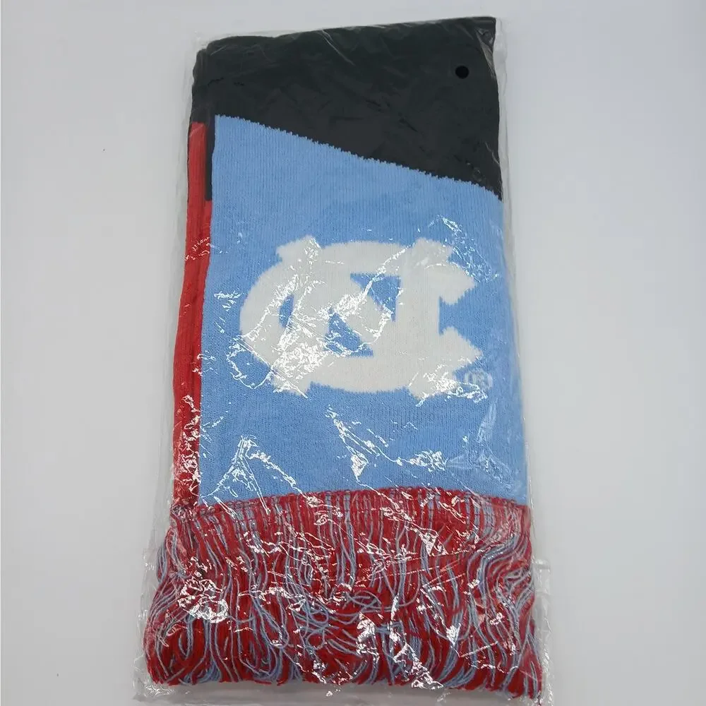 North Carolina Tar Heels Unisex Fringe Hem Logo Knit Scarf Multicolor NEW ACC